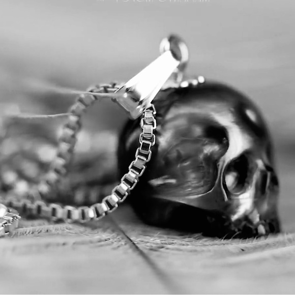 Black Sugar Skull~ Dia de Los Muertos Bones Anatomy Gothic Horror Scary Necklace - Picture 6 of 9